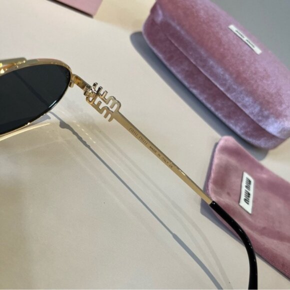 Miu Miu Gold and Black Sunglasses main image 2